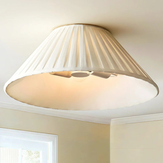 Zephiris Vintage Pleated Fabric Cone Ceiling Light