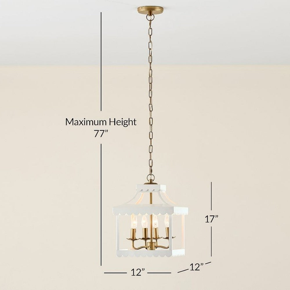 Molly French Vintage 4-Light Scalloped Lantern Chandelier
