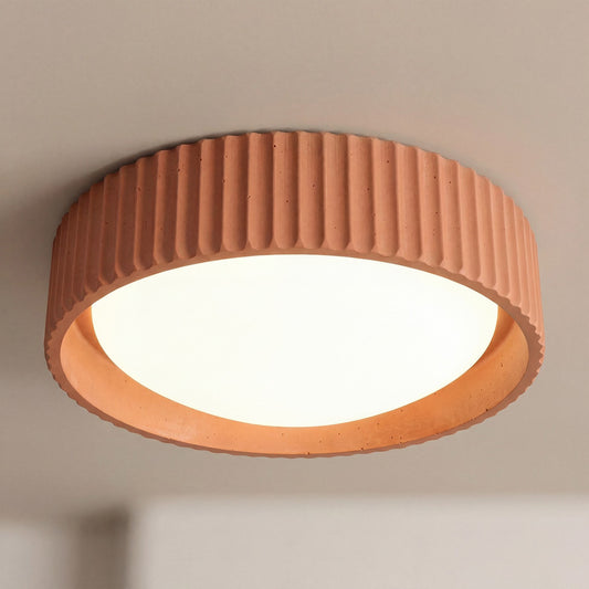Arnold Minimalist Round Led Fluted Concrete Ceiling Light