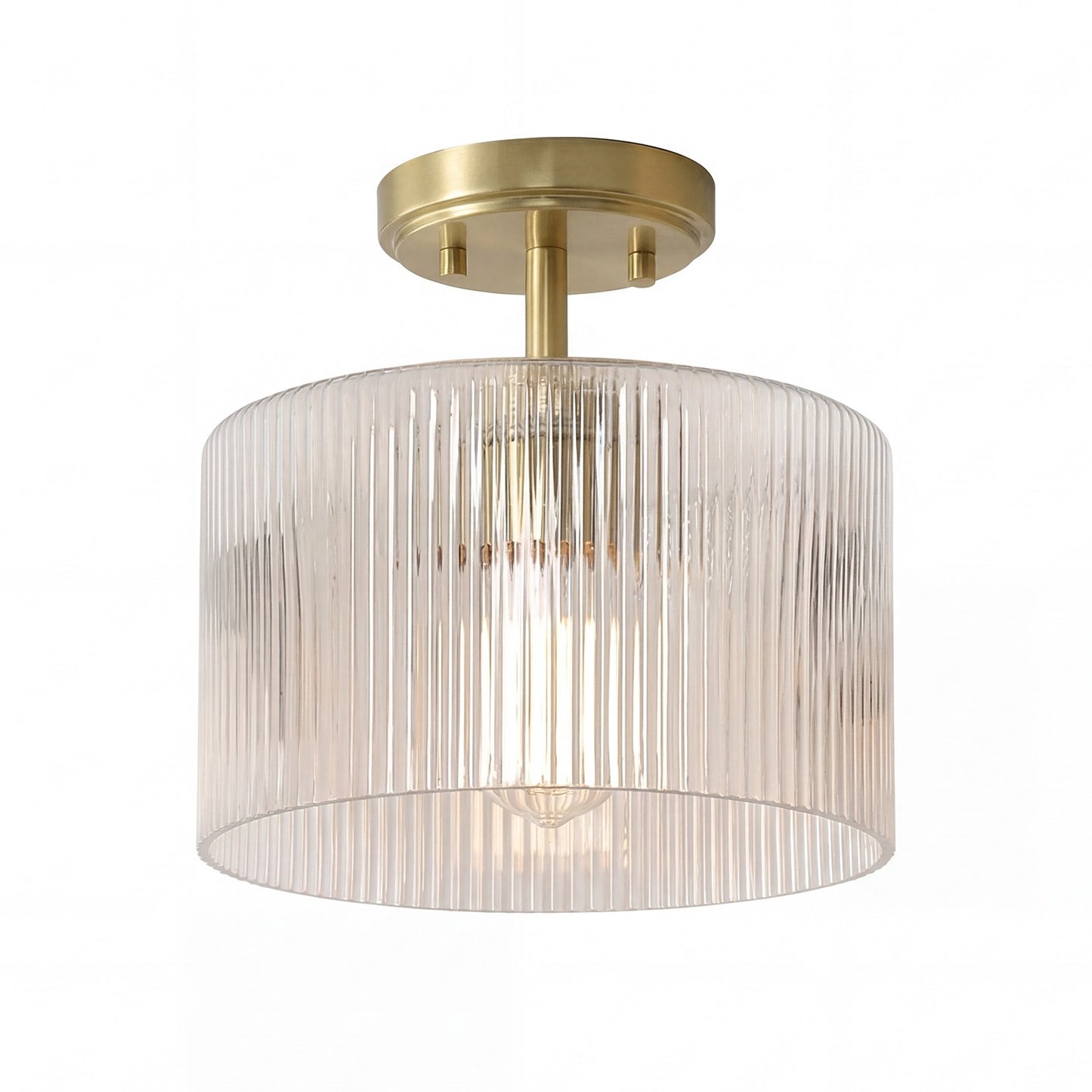 Finnda Farmhouse Ribbed Glass Semi Flush Ceiling