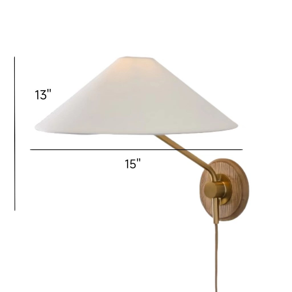 Ulyxor Ash Wood Base Ivory Paper Shade Wall Sconce