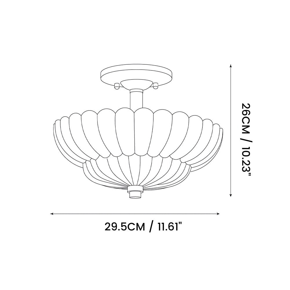 Raveena Vintage Amber Glass Semi Flush Mount Floral Ceiling Light