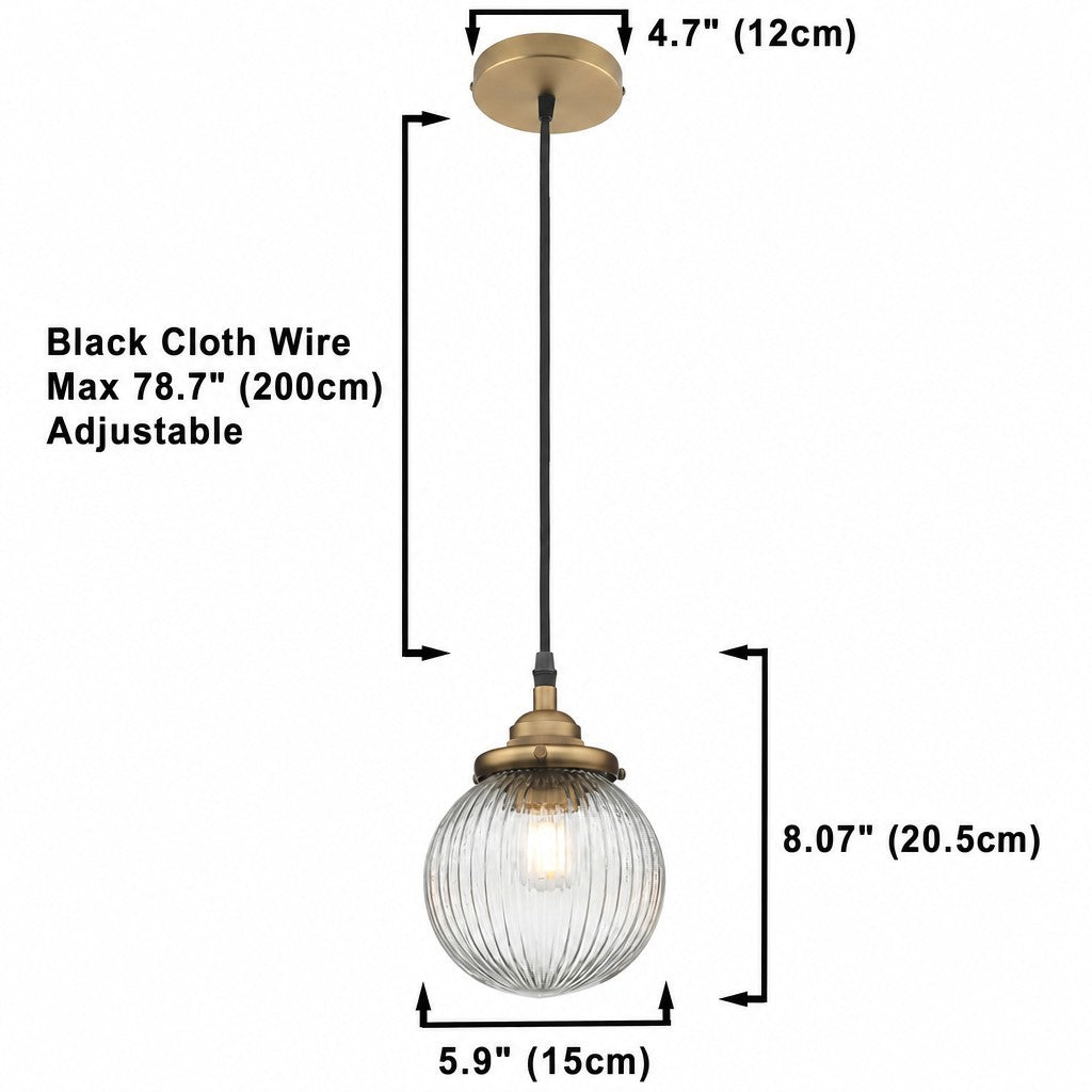 Meliora Rustic Ribbed Glass Globe Pendant Light