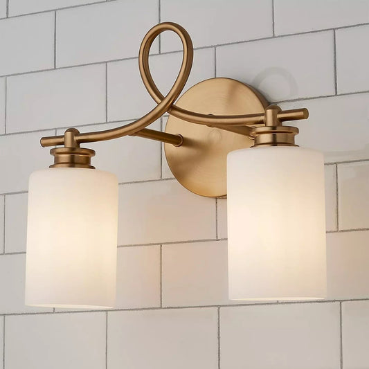 Drusilla Mid Century Modern Aged Brass Looped Arm Vanity Light