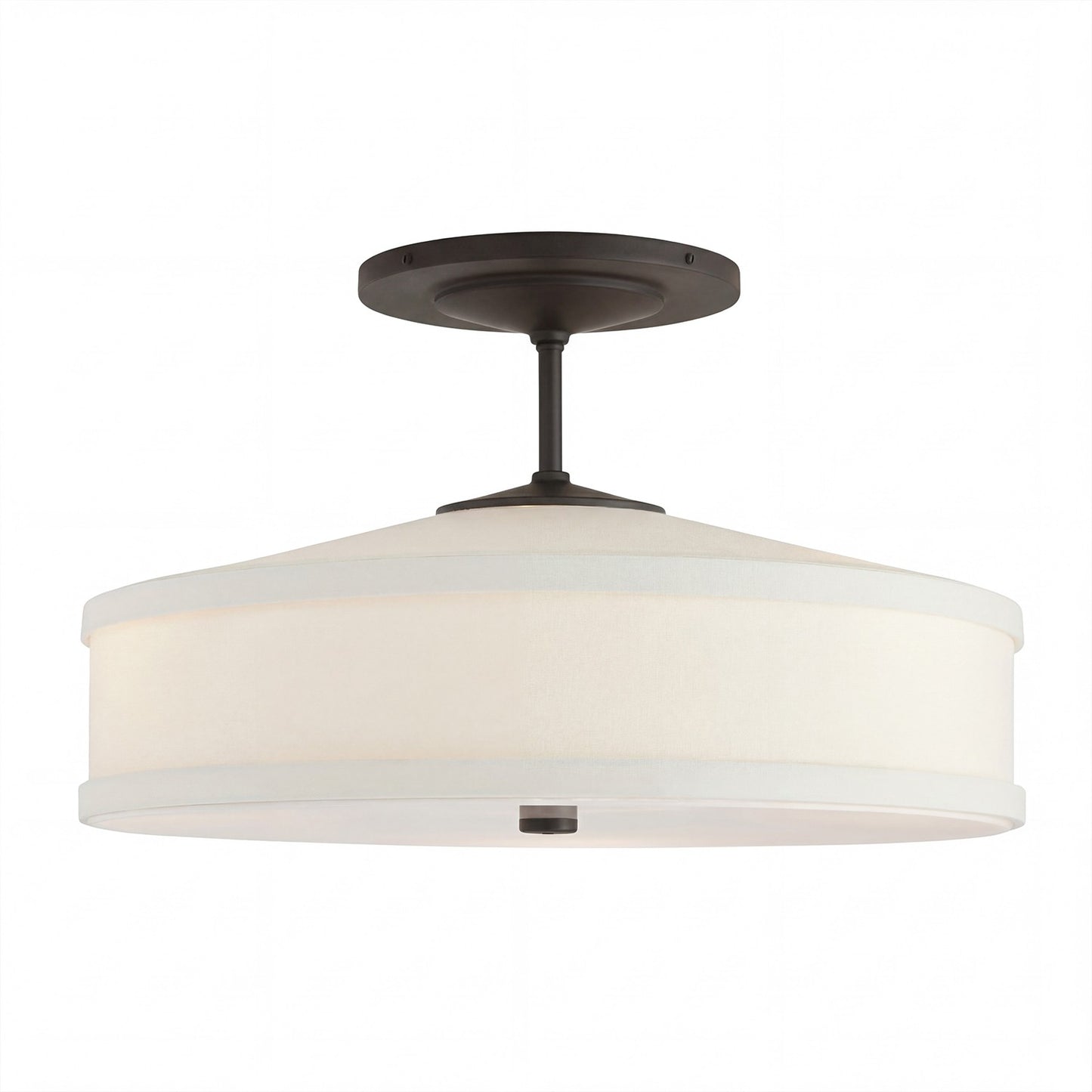 Delaney Rustic Fabric Drum Semi-Flush Mount Ceiling Light