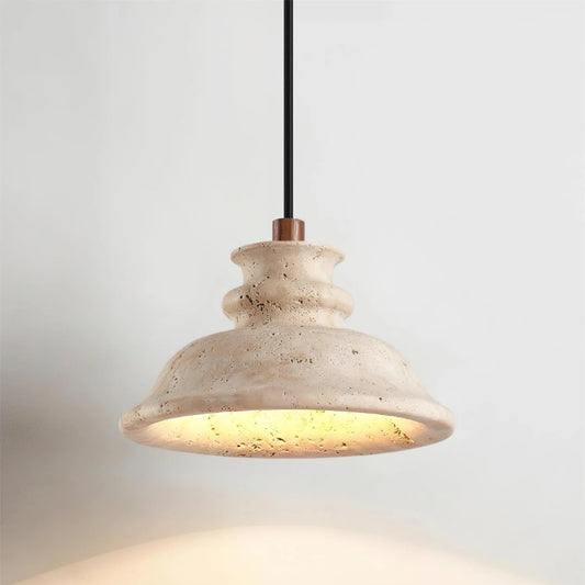 Jones Wabi Sabi Natural Sculpted Travertine Pendant Lamp