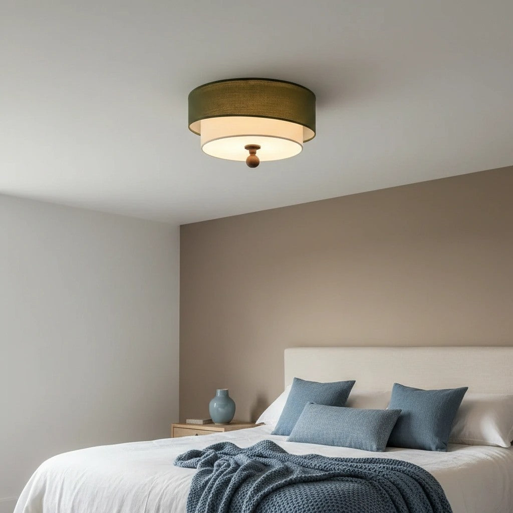 Celestis Modern Fabric Drum Ceiling Light