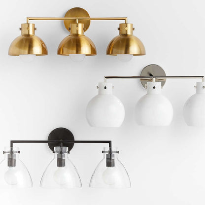 York Minimalist 3-Light Glass Globe Metal Wall Light