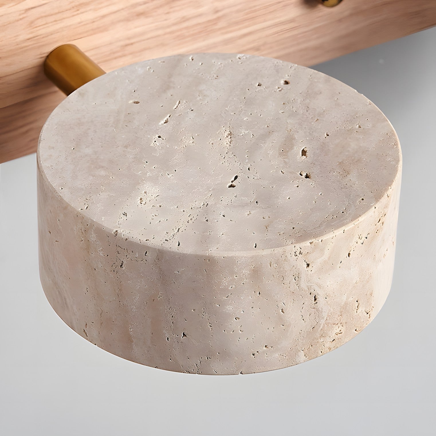Benjamin Rustic Adjustable Travertine Wood Led Vanity Sconce