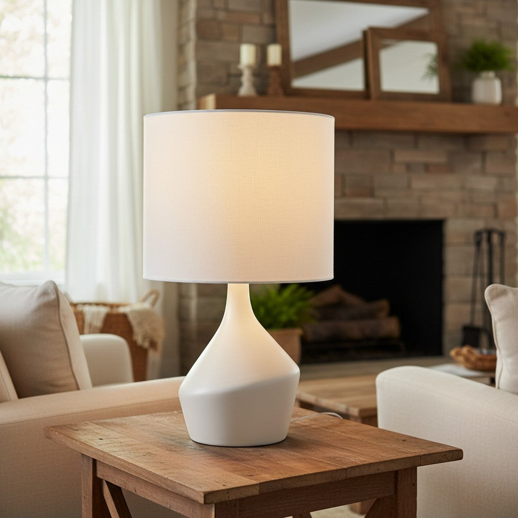 Daphne Vintage Ceramic Linen Shade Table Lamp