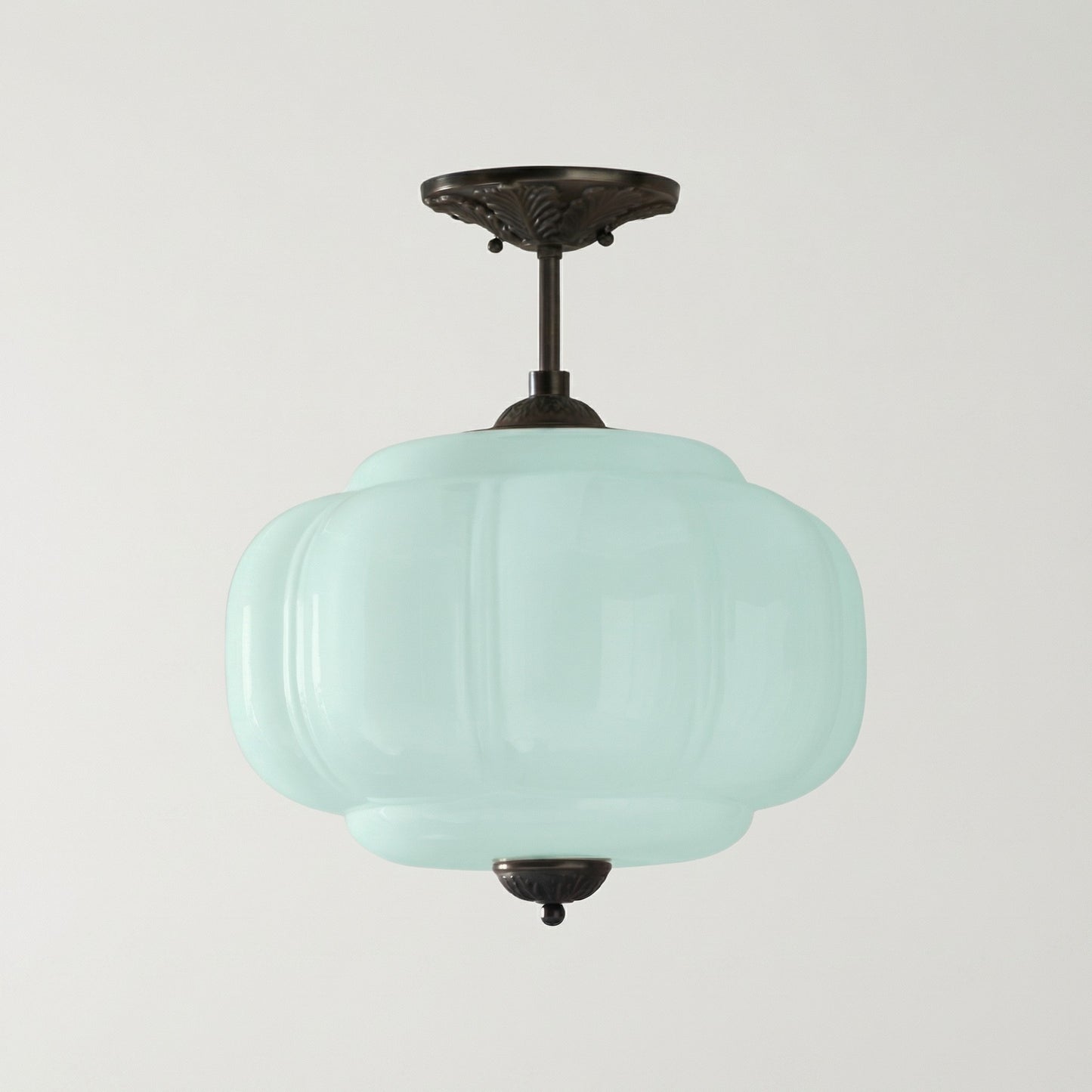 Vortan Antique Brass Green Glass Semi-Flush Mount Eloise Pendant Lamp