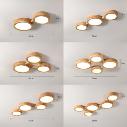 Phelith Modern Multi Heads Wood LED Ceiling Light