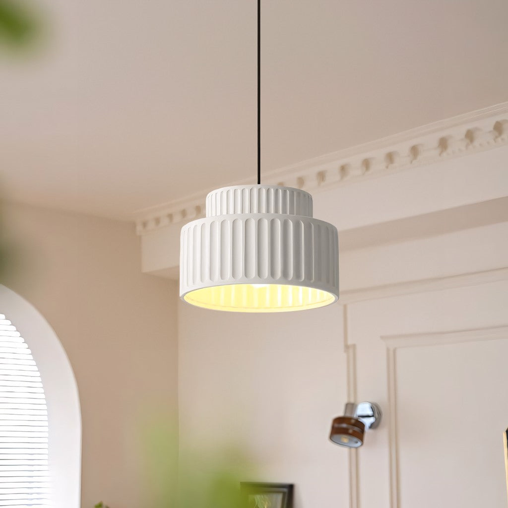 Brisby Striped Frosted Fluted Ceramic Pendant Light