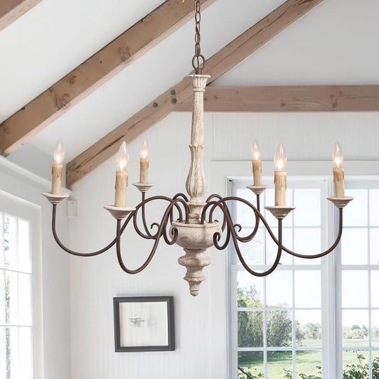 Scout Farmhouse Wood Anchor Candle Chandelier