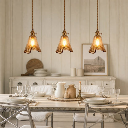 Cyralix Brass Coffee Water Ripple Glass Pendant Light