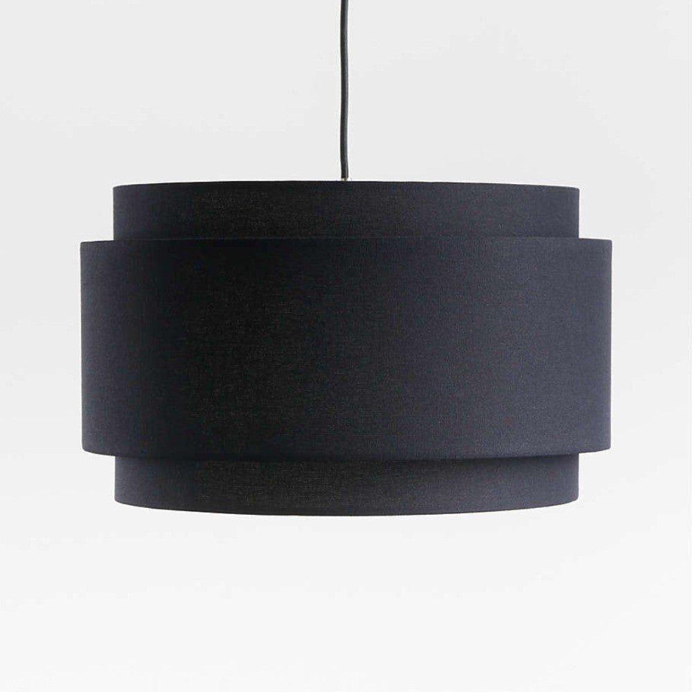 Virelai Modern Linen Double Drum Pendant Light