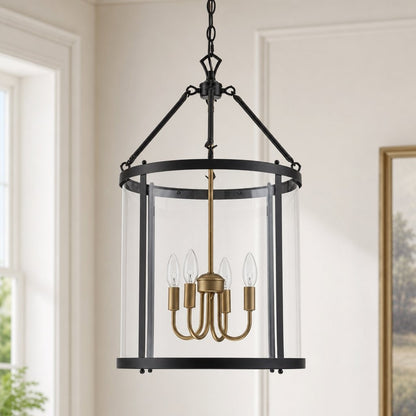 Merrick Metal Lantern Round Glass Chandelier