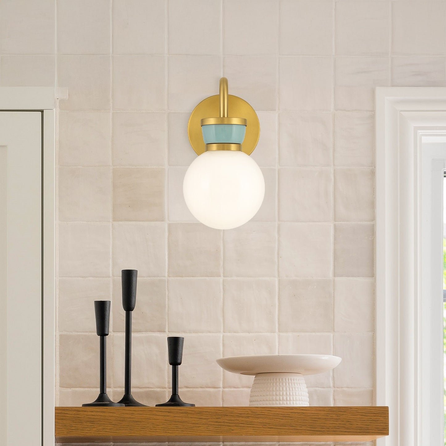 Theodore Vintage Opal Glass Wall Sconce