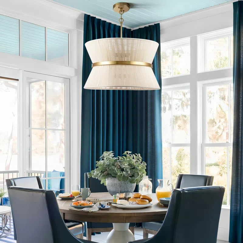 Emily Modern 4 Light Rope Shade Drum Chandelier