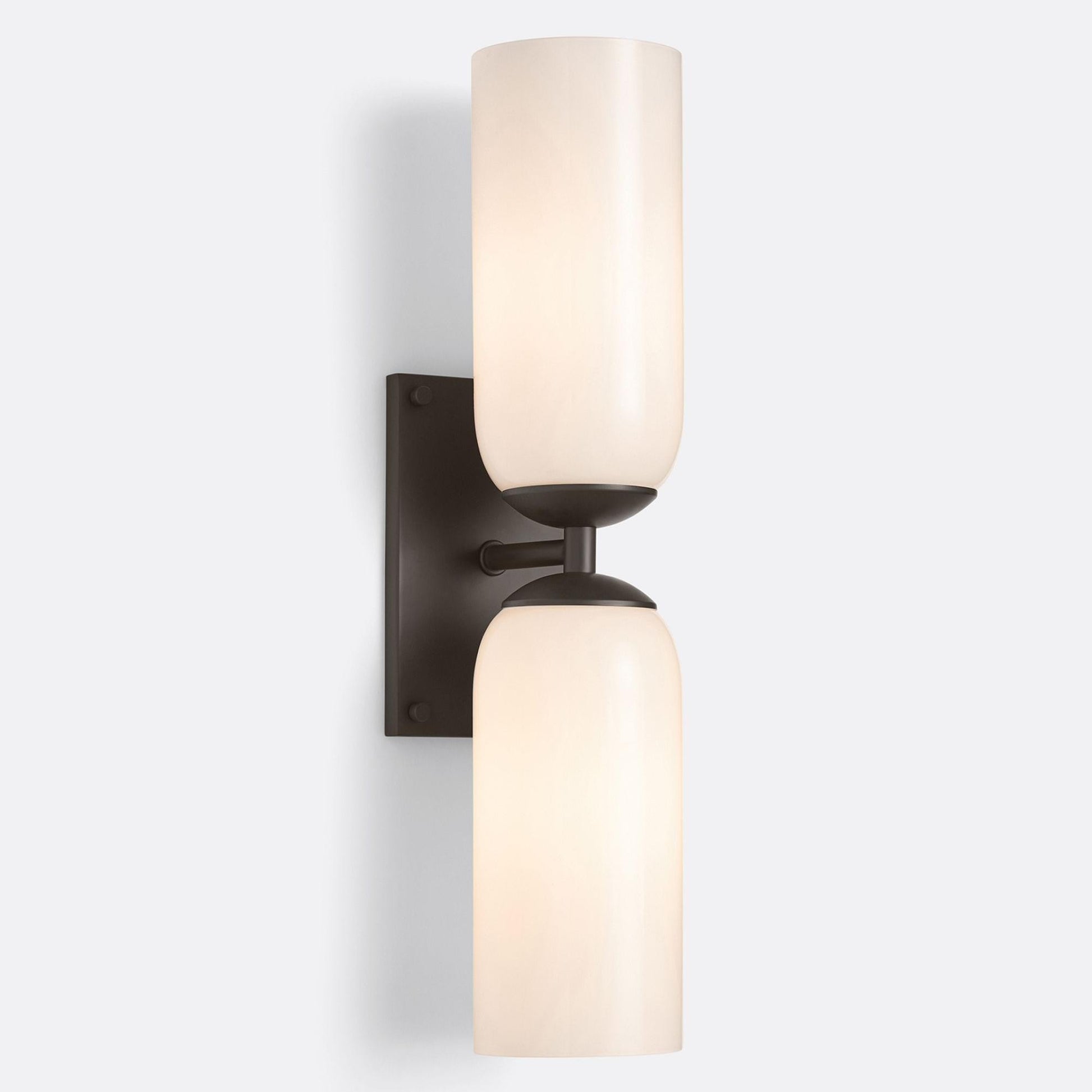 Iliana Rustic White Glass Double Tube Wall Sconce