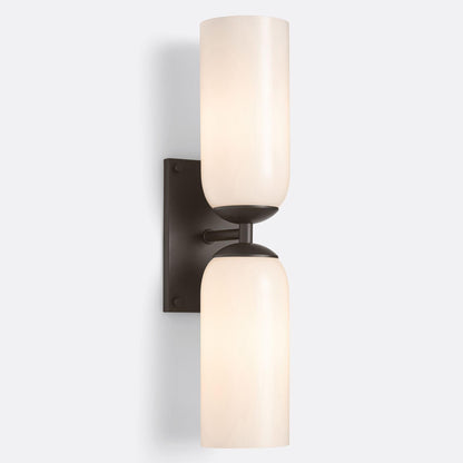 Iliana Rustic White Glass Double Tube Wall Sconce