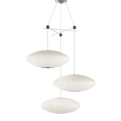 Noah White Triple Pear Bubble Silk Pendant Light
