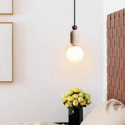 Nathanael Modern Travertine Three Ring Pendant Light