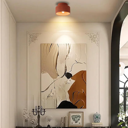 Nicola Vintage Resin Cream Breeze Drum Semi-Flush Mount Ceiling Light