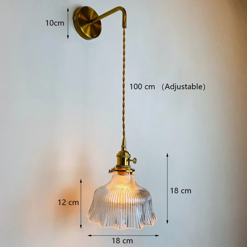 Hermin Antique Flower Ribbed Glass Pendant Light