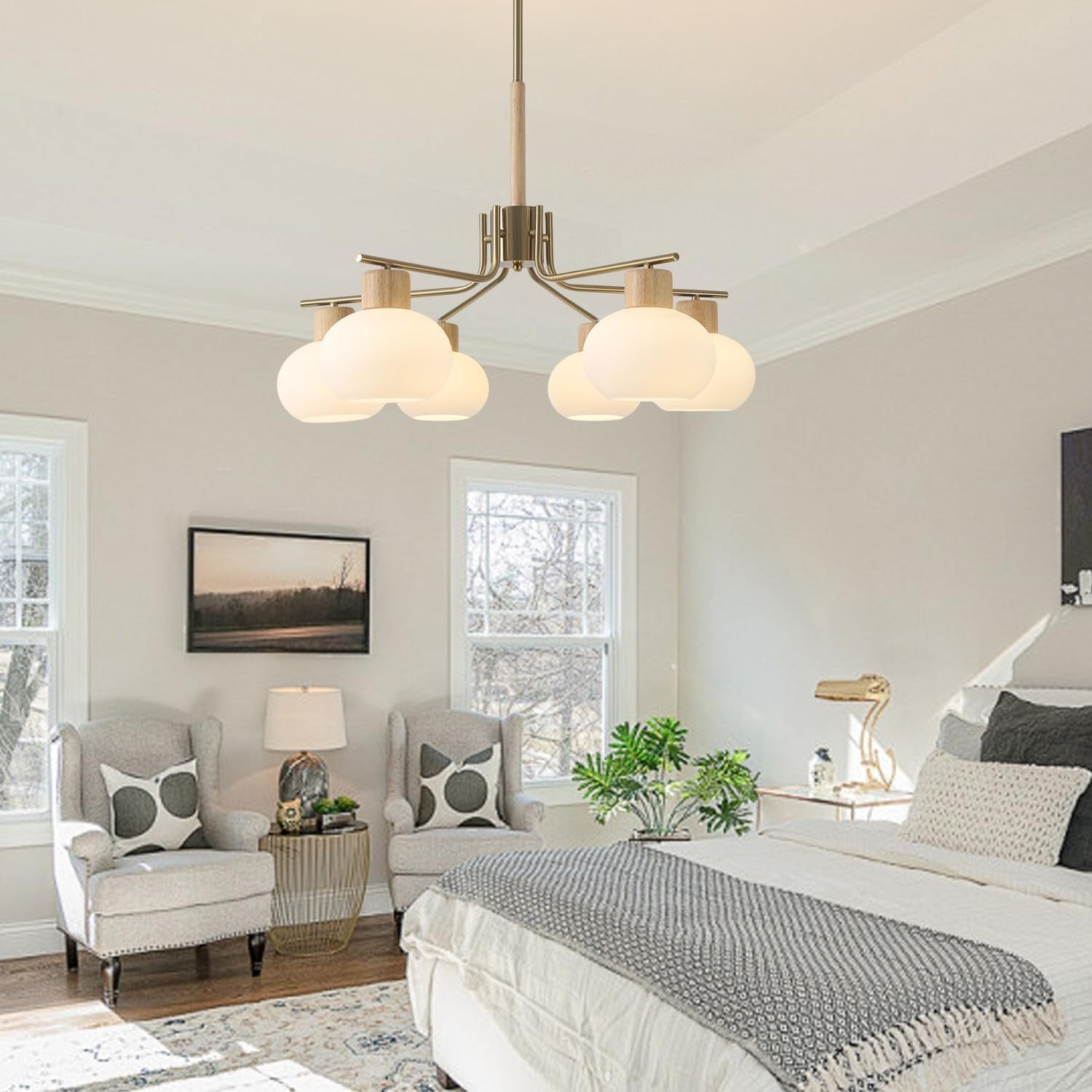 Jesper Gold Modern Frosted Glass Chandelier