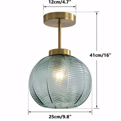 Syndrax Stripe Stained Glass Globe Ceiling Light