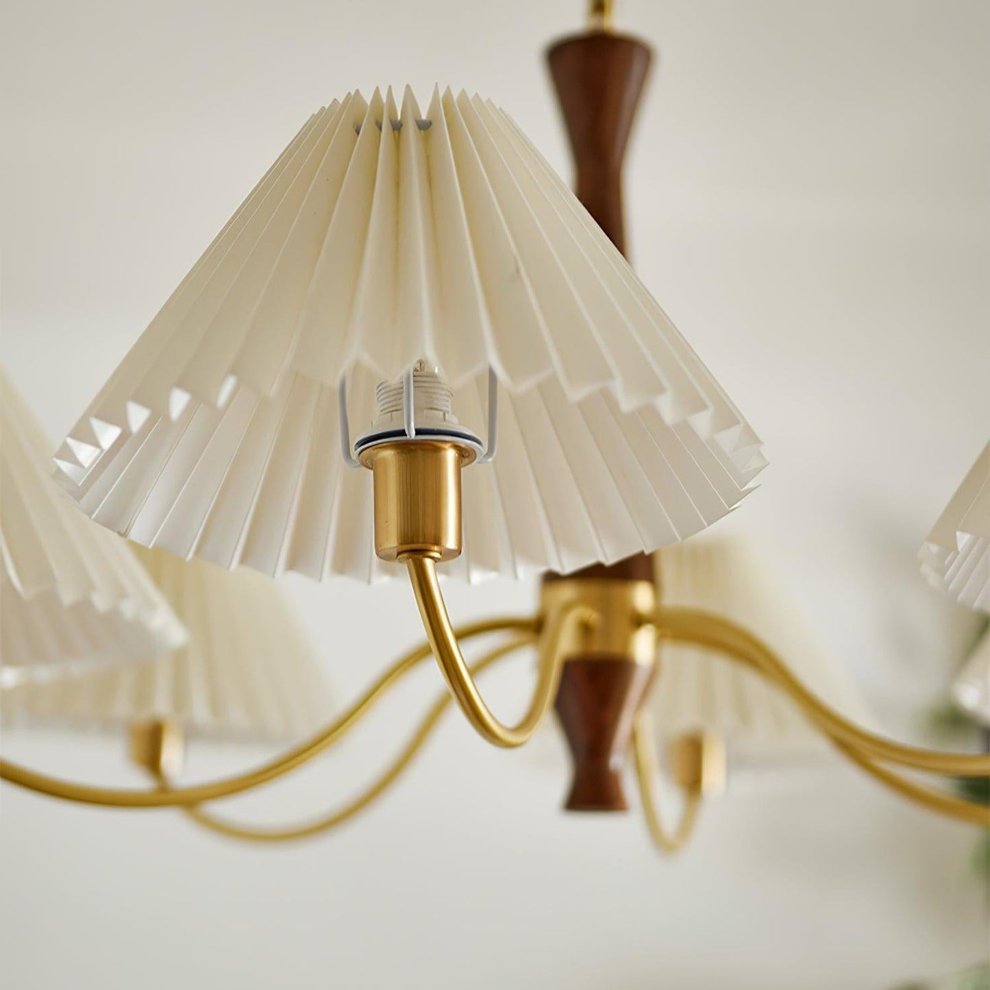 Axel Rustic Pleated Shade Wood Chandelier