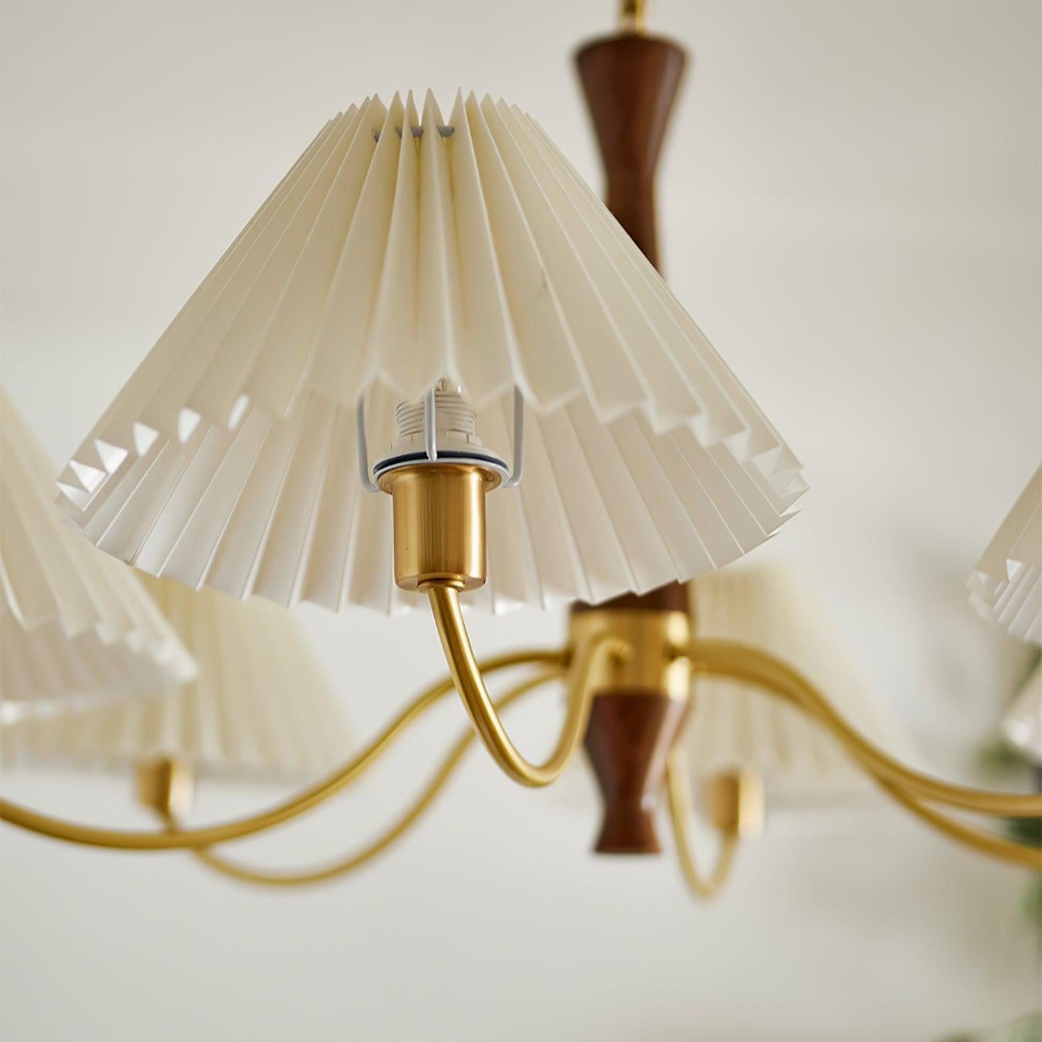Axel Rustic Pleated Shade Wood Chandelier