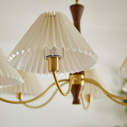 Axel Rustic Pleated Shade Wood Chandelier