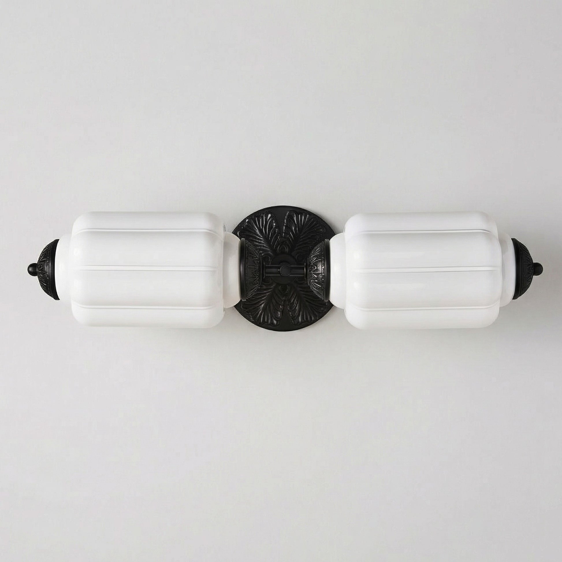 Cyrilith Vintage Art Deco Milk Glass Eloise Vanity Light