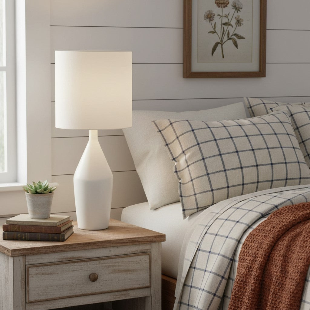 Daphne Vintage Ceramic Linen Shade Table Lamp