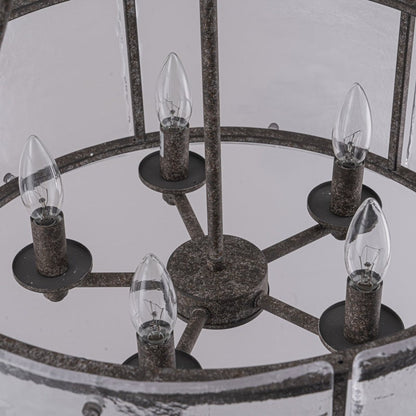 Coriander Farmhouse Water Ripple Glass Drum Chandelier