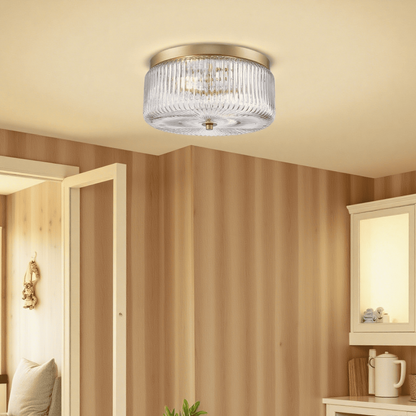 Pax Farmhouse Ribbed Glass Round Flush Mount Ceiling Light