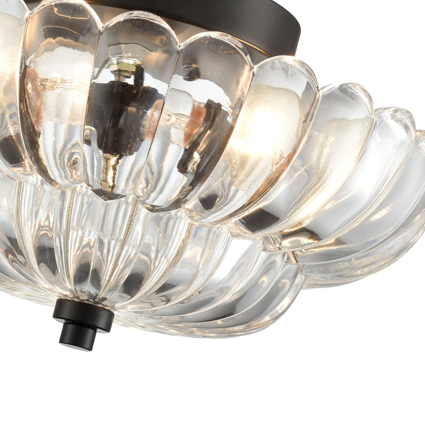 Raveena Vintage Amber Glass Semi Flush Mount Floral Ceiling Light