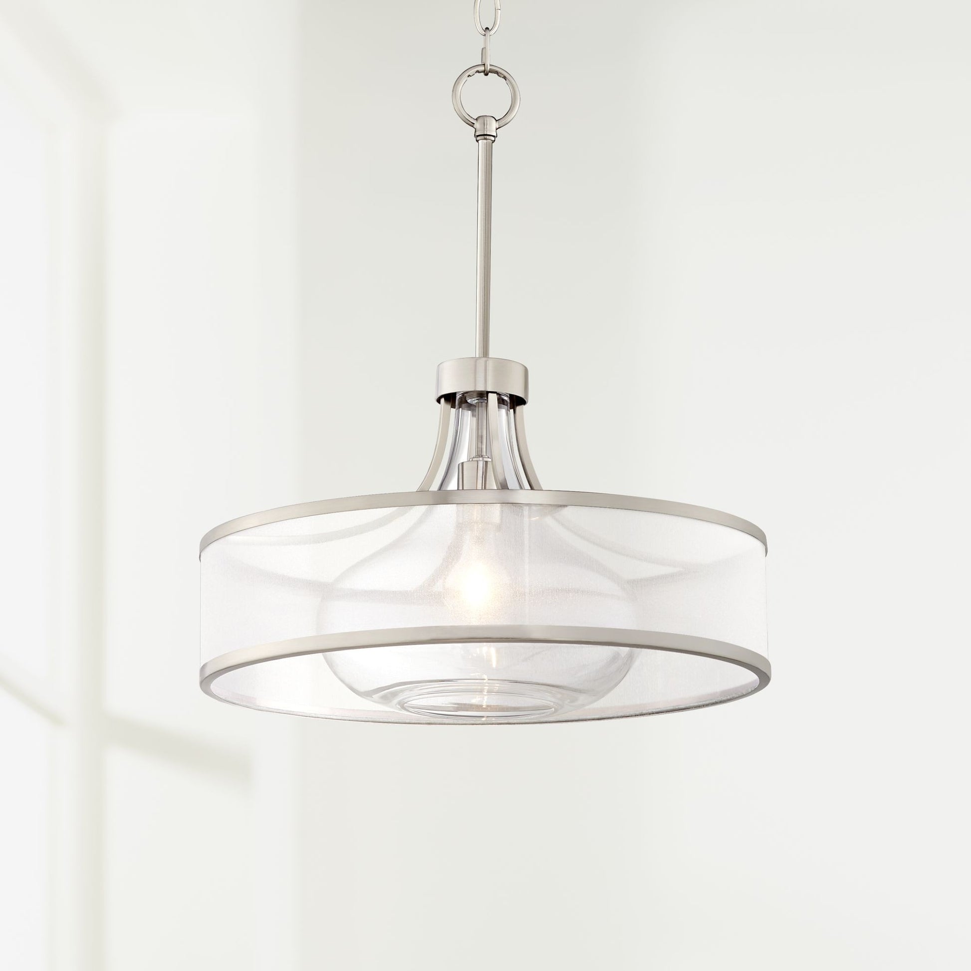 Myrith Antique Organza Glass Drum Shape Pendant Light