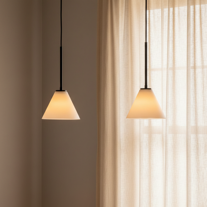 Nori Minimalist Brass Glass Cone Pendant Light