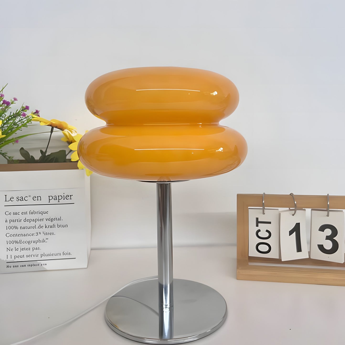 Josie Cream Glass Bauhaus Style Table Lamp