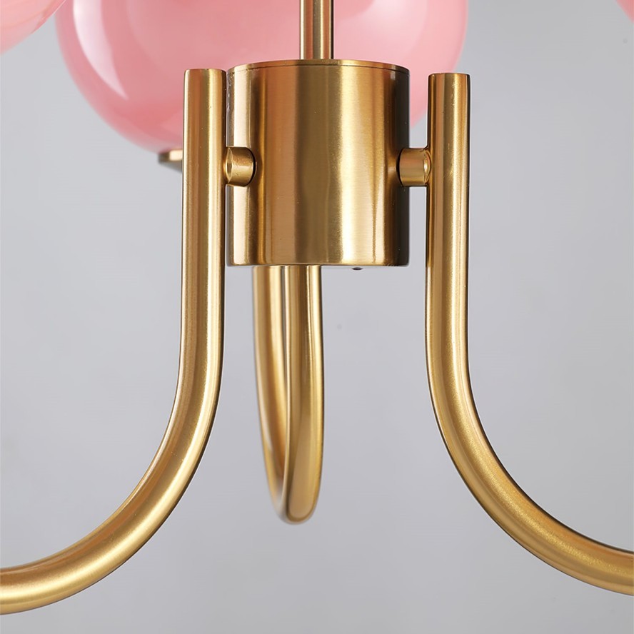 Bianca Colored Glass Shade Chandelier with Globes