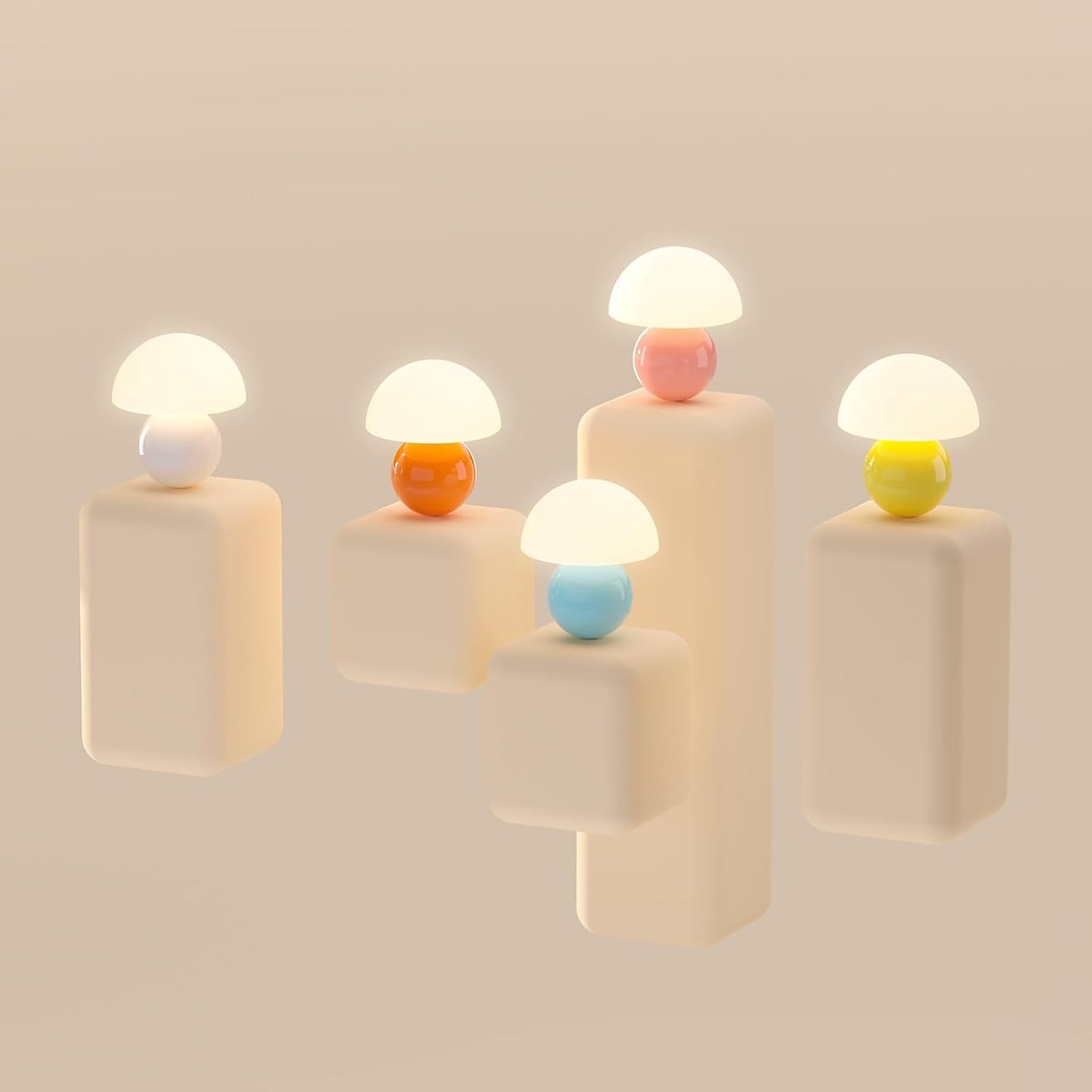Evinth Mini Colorful Ceramic Base Mushroom Table Lamp