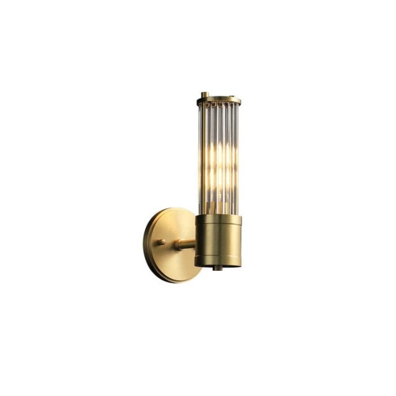Prisha Mid Century Gold Fluted Ribbed Glass Wall Sconces