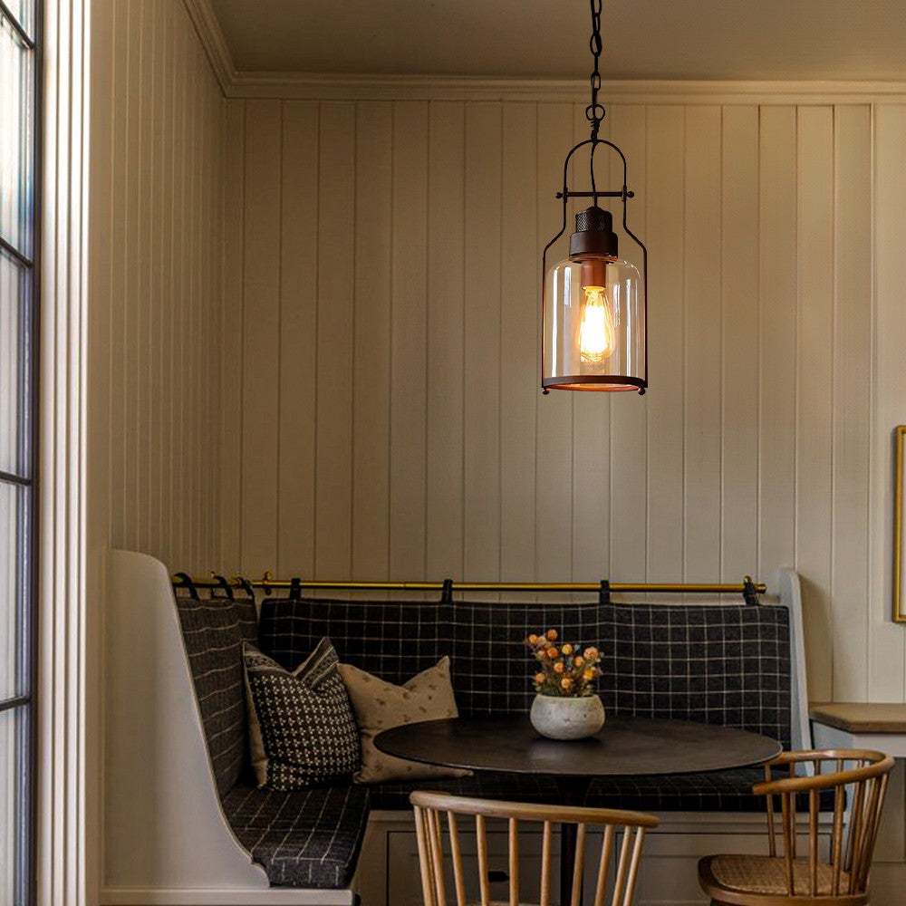 Eryxis Industrial Vintage Iron Glass Jar Pendant Light