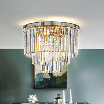 Brigitte Luxurious Three Layer Crystal Flush Mount Chandelier