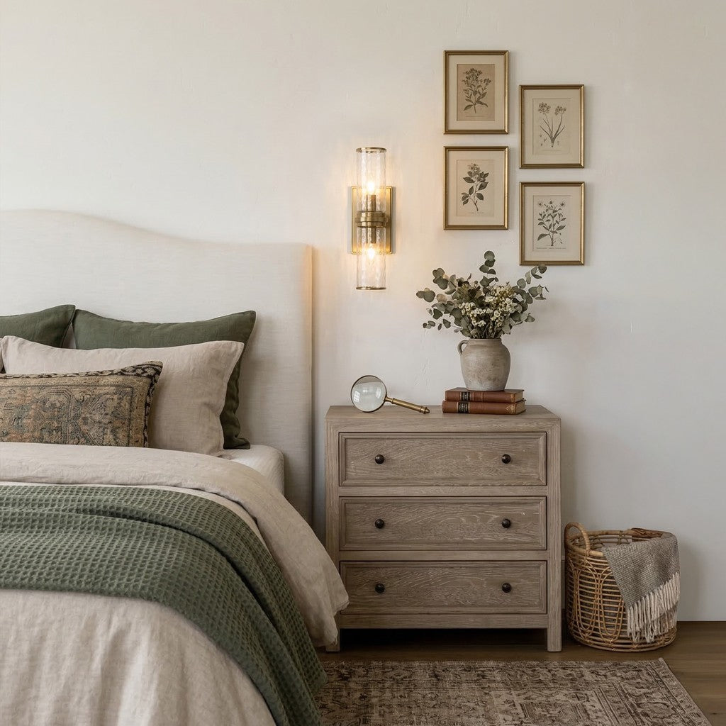Cora Farmhouse Hammered Glass Double Tube Sconce