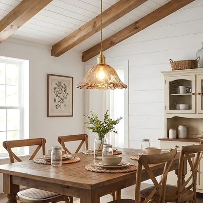 Nyxalis Vintage Brass Glass Pendant Light