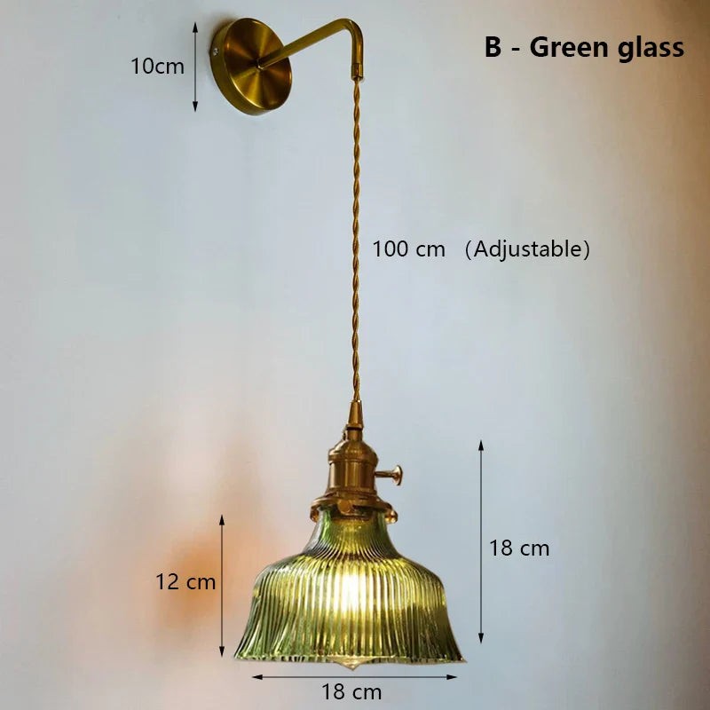 Hermin Antique Flower Ribbed Glass Pendant Light